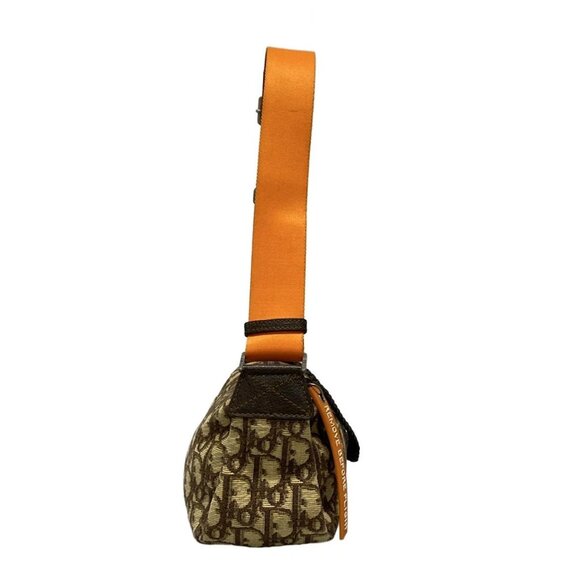Auth DIOR/ChristianDior Flight Beige Dark Brown Orange Jacquard Leather - Picture 3 of 16